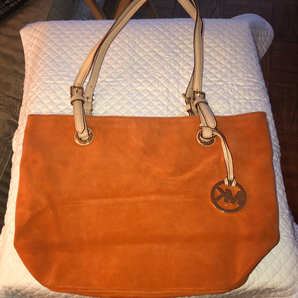 Michael Kors suede orange shoulder bag